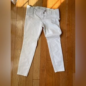 Liz Lange maternity white jeans, cropped spring appropriate